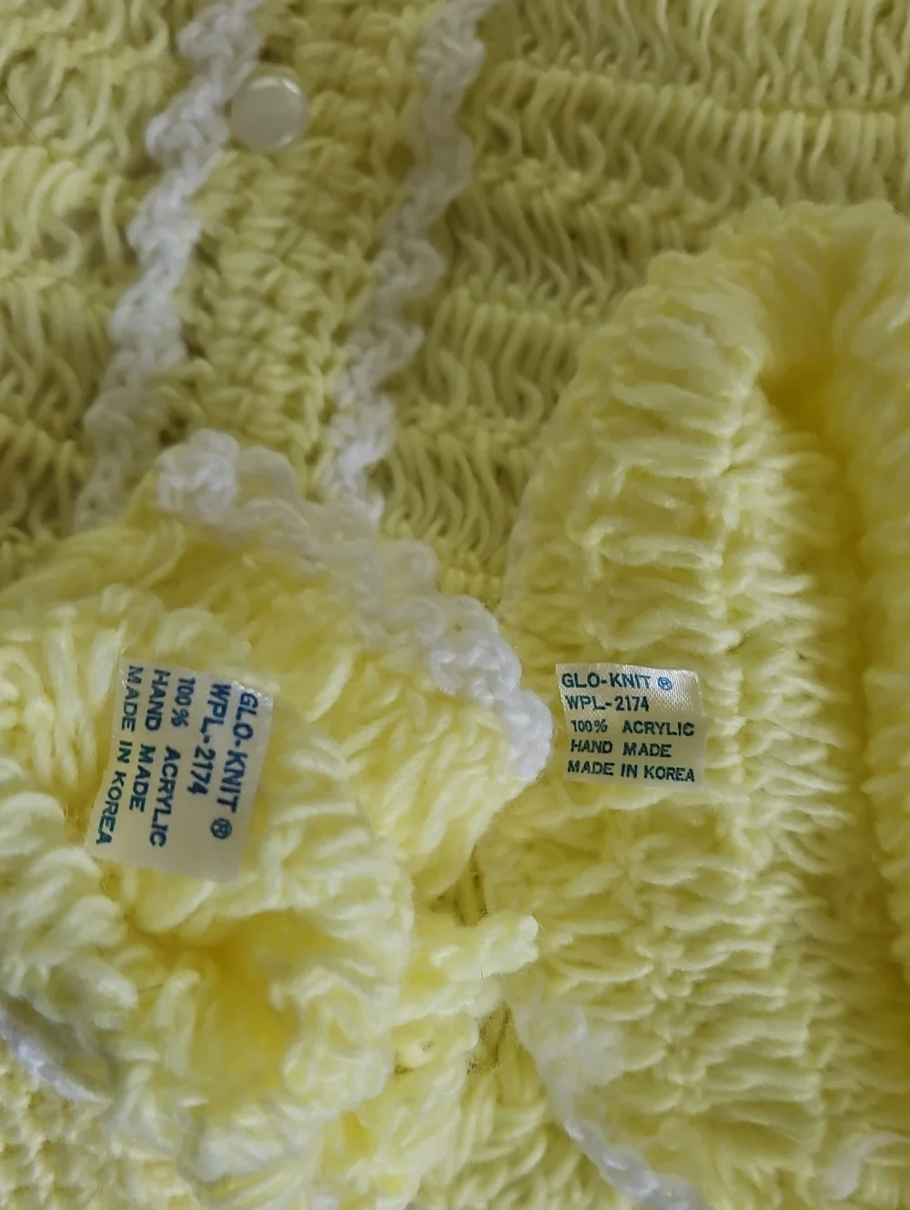 NWT Vintage Lo-Knit Yellow Baby Sweater, Hat, Booties Set